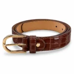 Odinis krokodilo rašto diržas #CO-001/3cm – pieniško šokolado sp.