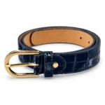 Odinis krokodilo rašto diržas #CO-001/3cm – tamsiai mėlyna